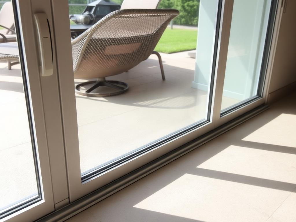 Straight clean sliding door track with new rollers after repair