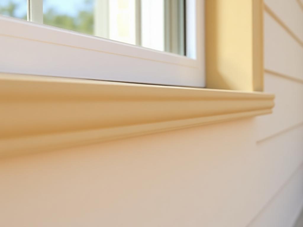 Window sill with a smooth new sealant bead and clean finished trim